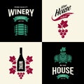 Modern wine vector isolated logo collection for tavern, restaurant, house, shop, store, club and cellar Royalty Free Stock Photo