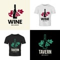 Modern wine vector isolated logo collection for tavern, restaurant, house, shop, store, club and cellar Royalty Free Stock Photo