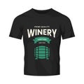 Modern wine vector logo sign for tavern, restaurant, house, shop, store, club and cellar isolated on black t-shirt mock up