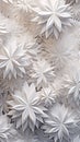 Modern winter abstract white background consisting of many 3D snowflakes. Vertical image Royalty Free Stock Photo