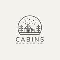 Modern winter cabin minimalist line art badge logo