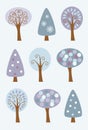 Modern Winter Trees Icons Illustrations 2