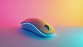 Modern wireless computer mouse on vibrant gradient background. Tech, innovative device for website design, digital interface, Royalty Free Stock Photo