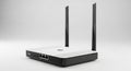 Modern wireless router with dual antennas providing seamless internet connectivity and network access Royalty Free Stock Photo