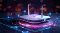Modern wireless router with glowing antennas on a futuristic digital background Royalty Free Stock Photo