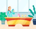 Woman Choosing Household Chemicals in Store Vector Royalty Free Stock Photo