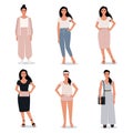 Modern woman in different images, set of vector female characters in flat style Royalty Free Stock Photo