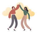 Modern women giving high five. Flat vector illustration