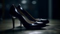 Modern women luxury shoe, elegant stiletto in shiny black patent leather generated by AI