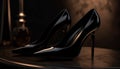 Modern women luxury shoe, elegant stiletto with shiny patent leather generated by AI Royalty Free Stock Photo