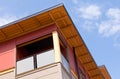 Modern wood clad condo building exterior detail Royalty Free Stock Photo