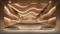 Modern Wooden Auditorium with Wavy Ceiling Design and Comfortable Seating