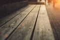 Modern wooden bench with deep texture close up Royalty Free Stock Photo