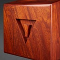 Modern Wooden Box with Carved Triangle Logo Royalty Free Stock Photo