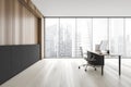 Modern wooden CEO office, side view Royalty Free Stock Photo