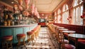 Modern wooden chair in a luxurious indoor dining room setting generated by AI