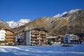 Modern wooden chalet in the charming Swiss resort of Saas-Fee Royalty Free Stock Photo