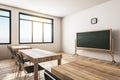 Modern wooden classroom