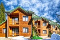 Modern wooden cottage in a tourist winter resort in the mountains