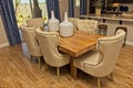 Modern Wooden Dining Room Table With Six Highback Chairs