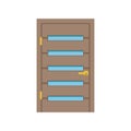 Modern wooden door with glass, closed elegant door vector illustration Royalty Free Stock Photo