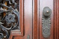 The Modern wooden door with metal door handle over