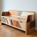 Modern Wooden Door Storage Bench With Geometric Abstraction Design Royalty Free Stock Photo