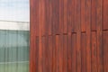 Modern wooden facade with large glass window detail, top architecture materials details teak siding structure