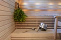 Modern wooden Finnish sauna interior