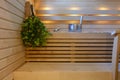 Modern wooden Finnish sauna interior