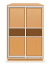 Modern wooden furniture wardrobe with sliding doors vector illus