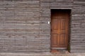 Modern wooden house facade made of horizontal planks Royalty Free Stock Photo