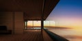 Modern wooden house interior with relax chair and tea table