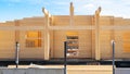 Modern wooden house made of profiled laminated timber. The wall of a residential building from glued laminated timber or lamstock Royalty Free Stock Photo