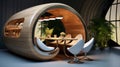 modern wooden indoor dining pod