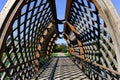 Modern wooden pedestrian bridge in Helsinki