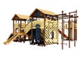 Modern wooden playground for teens in summer on the beach 3d render on white background no shadow