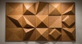Modern wooden wall art with 3D geometric pattern Royalty Free Stock Photo