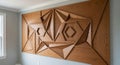 Modern wooden wall art featuring geometric 3D design Royalty Free Stock Photo