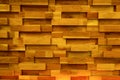 Modern wooden wallpaper background/yellow stack decorative pattern. Royalty Free Stock Photo