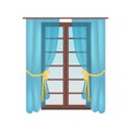 Modern Wooden Window, Colorful Vector Illustration Royalty Free Stock Photo