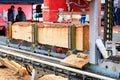 Modern woodworking technology, automatic sawmill, close-up