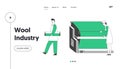 Modern Wool Textile Factory Website Landing Page. Plant Machinery Equipment, Machine for Yarn Producing Royalty Free Stock Photo