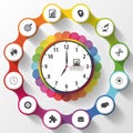 Modern work time management planning. Colorful infographics. Vector illustration