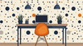 Modern Workspace with Colorful Decor and Minimalist Elements in a Home Office Setting Royalty Free Stock Photo