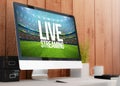 modern workspace with computer live streaming Royalty Free Stock Photo