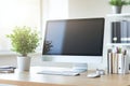 Modern Workspace with Desktop Computer Royalty Free Stock Photo