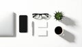 Modern Workspace Essentials Flat Lay Royalty Free Stock Photo
