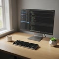 Modern workspace featuring a computer monitor Royalty Free Stock Photo