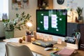 Modern Workspace Featuring Desktop Computer Displaying User Interface Design Royalty Free Stock Photo